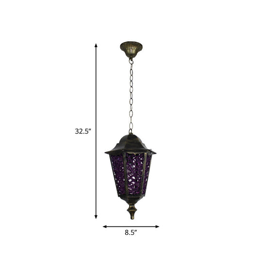 Modern Black Turkish Stained Glass Hanging Light For Dining Room - Flared/Lantern/Tapered Style