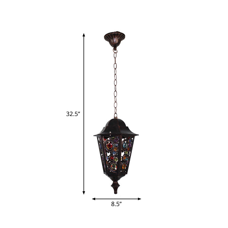 Modern Black Turkish Stained Glass Hanging Light For Dining Room - Flared/Lantern/Tapered Style