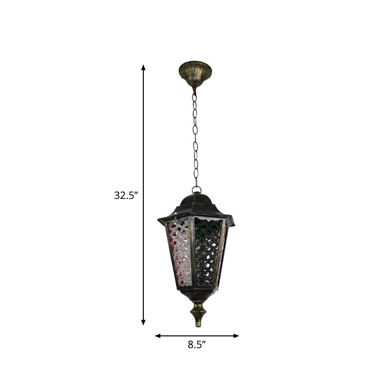 Modern Black Turkish Stained Glass Hanging Light For Dining Room - Flared/Lantern/Tapered Style