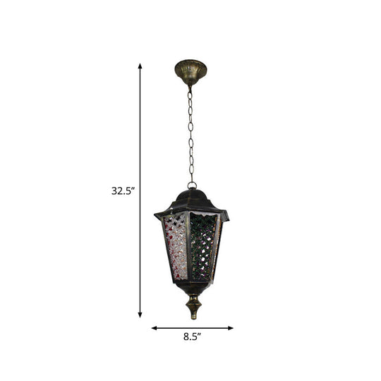 Modern Black Turkish Stained Glass Hanging Light For Dining Room - Flared/Lantern/Tapered Style