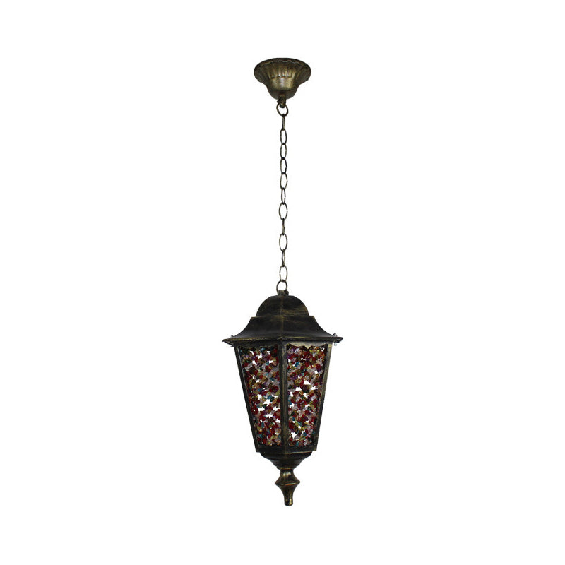 Modern Black Turkish Stained Glass Hanging Light For Dining Room - Flared/Lantern/Tapered Style