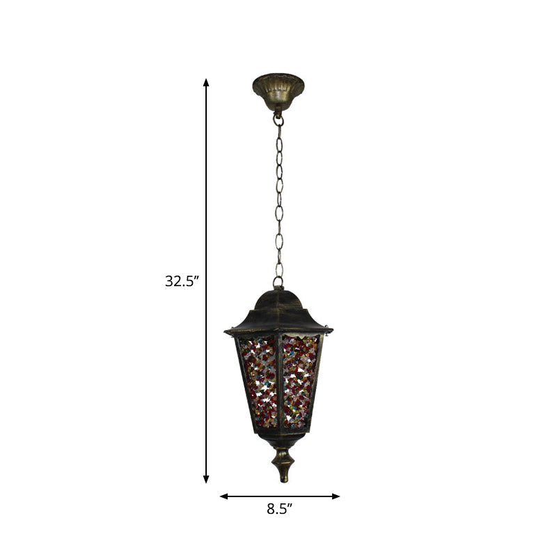 Modern Black Turkish Stained Glass Hanging Light For Dining Room - Flared/Lantern/Tapered Style