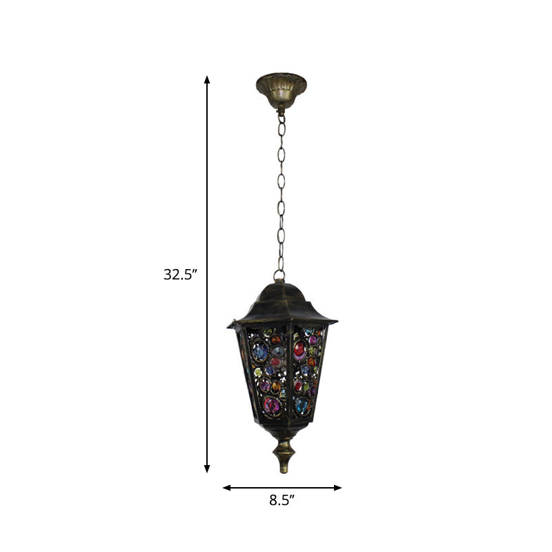 Modern Black Turkish Stained Glass Hanging Light For Dining Room - Flared/Lantern/Tapered Style