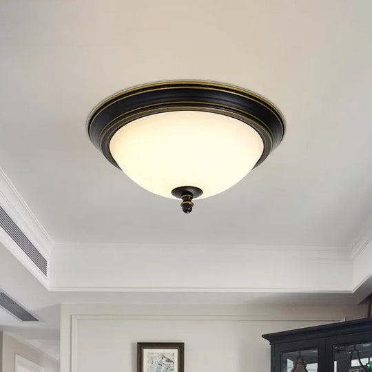 Bowl Shaped Led Ceiling Light In Minimalist Black/Bronze/Dark Coffee Milk Glass Flush Mount Fixture