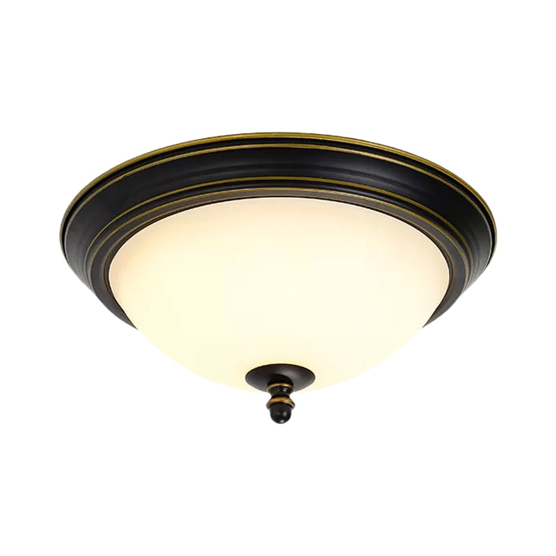 Bowl Shaped Led Ceiling Light In Minimalist Black/Bronze/Dark Coffee Milk Glass Flush Mount Fixture