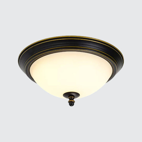 Bowl Shaped Led Ceiling Light In Minimalist Black/Bronze/Dark Coffee Milk Glass Flush Mount Fixture