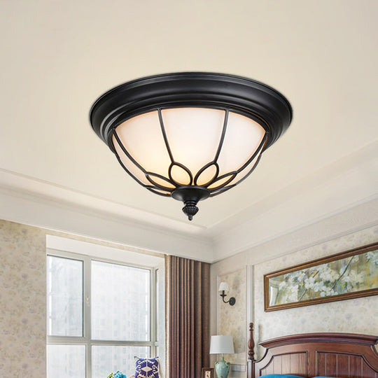 Retro Hemispherical Flush Light With Opal Frosted Glass - Led Mount Ceiling Lamp 6/7/8.5 Sizes