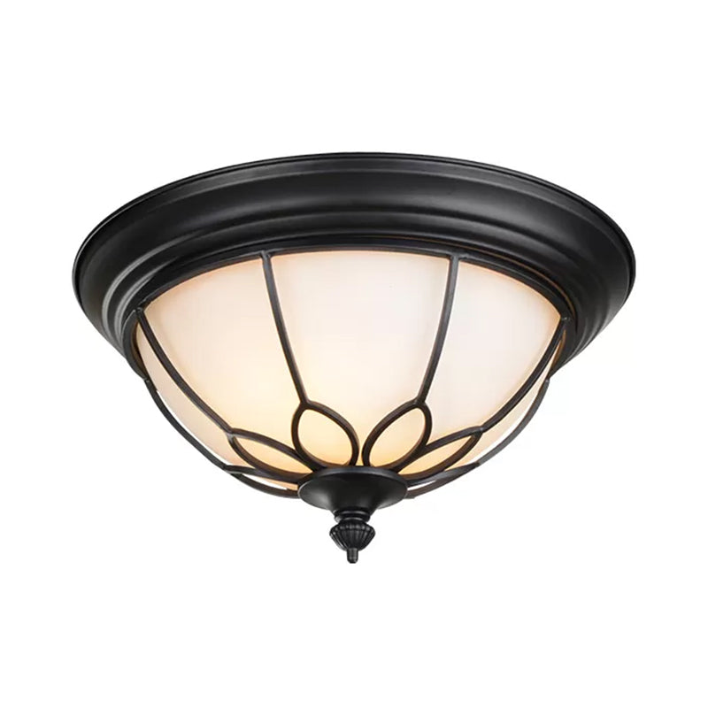 Retro Hemispherical Flush Light With Opal Frosted Glass - Led Mount Ceiling Lamp 6/7/8.5 Sizes