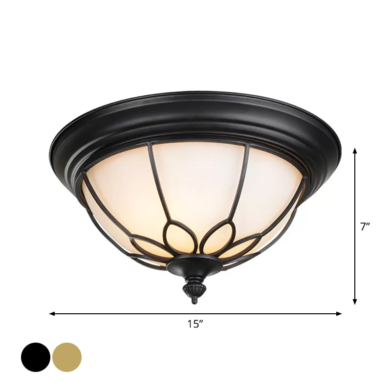 Retro Hemispherical Flush Light With Opal Frosted Glass - Led Mount Ceiling Lamp 6/7/8.5 Sizes