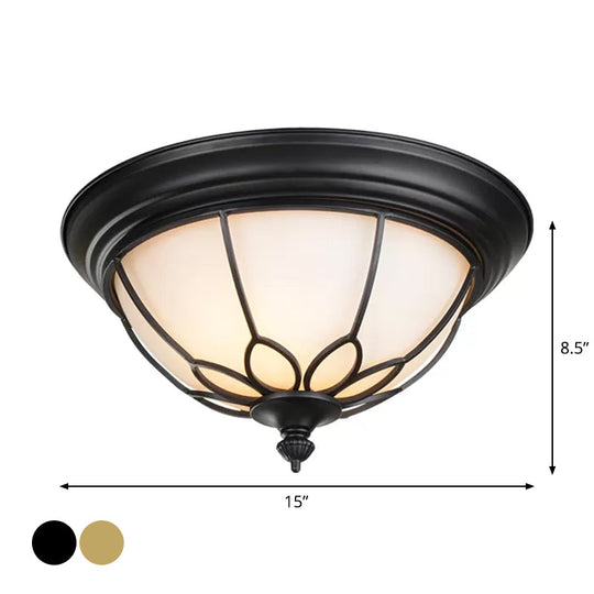 Retro Hemispherical Flush Light With Opal Frosted Glass - Led Mount Ceiling Lamp 6/7/8.5 Sizes