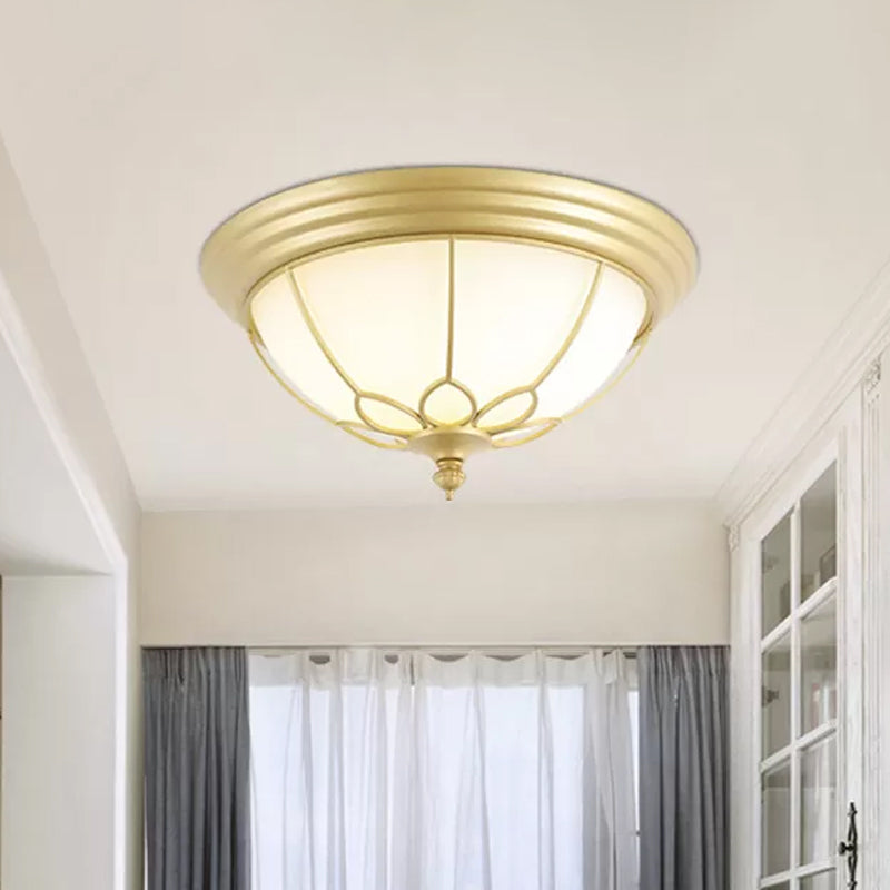 Retro Hemispherical Flush Light With Opal Frosted Glass - Led Mount Ceiling Lamp 6/7/8.5 Sizes