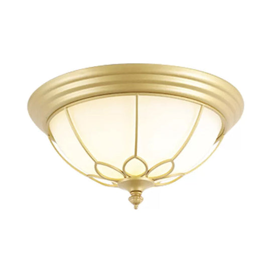 Retro Hemispherical Flush Light With Opal Frosted Glass - Led Mount Ceiling Lamp 6/7/8.5 Sizes