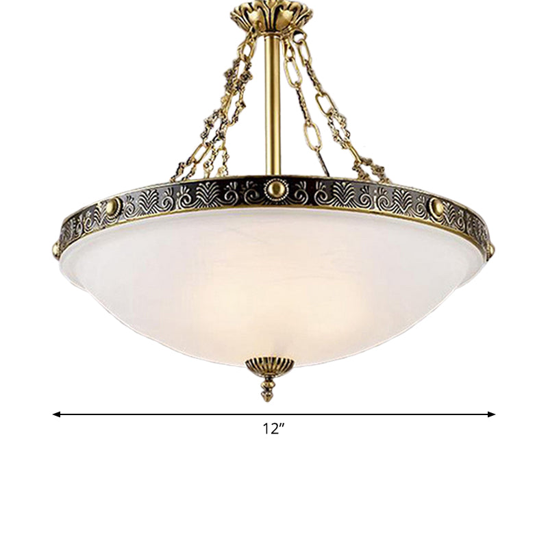 Vintage Brass Glass Bowl Chandelier Pendant - 3 Bulbs Available In 12/16/19.5 Width Living Room