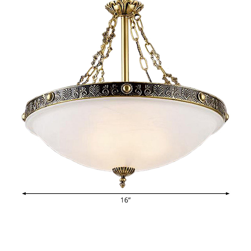 Vintage Brass Glass Bowl Chandelier Pendant - 3 Bulbs Available In 12/16/19.5 Width Living Room