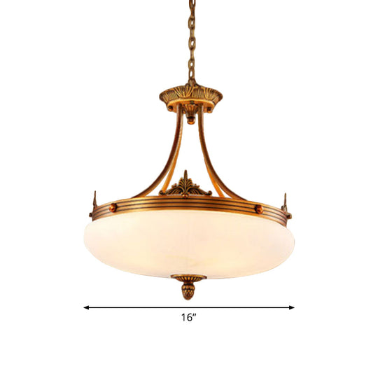 Traditional Brass Pendant Ceiling Light With White Glass Oval Shade - 4/5/6 Lights For Living Room