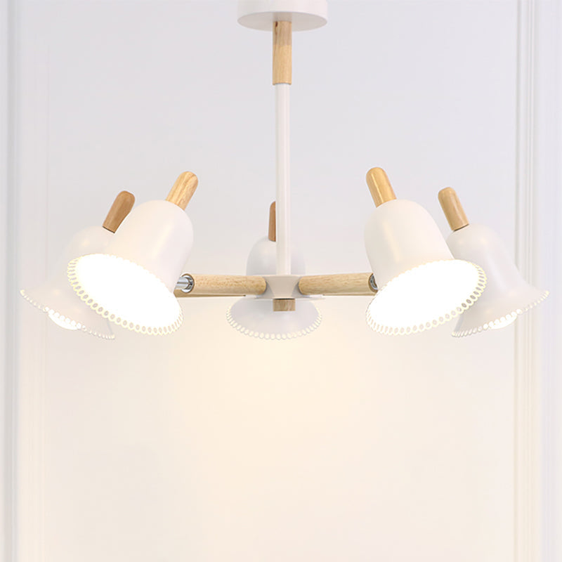 White Nordic Ceiling Pendant Wood Chandelier For Stylish Living Room Décor