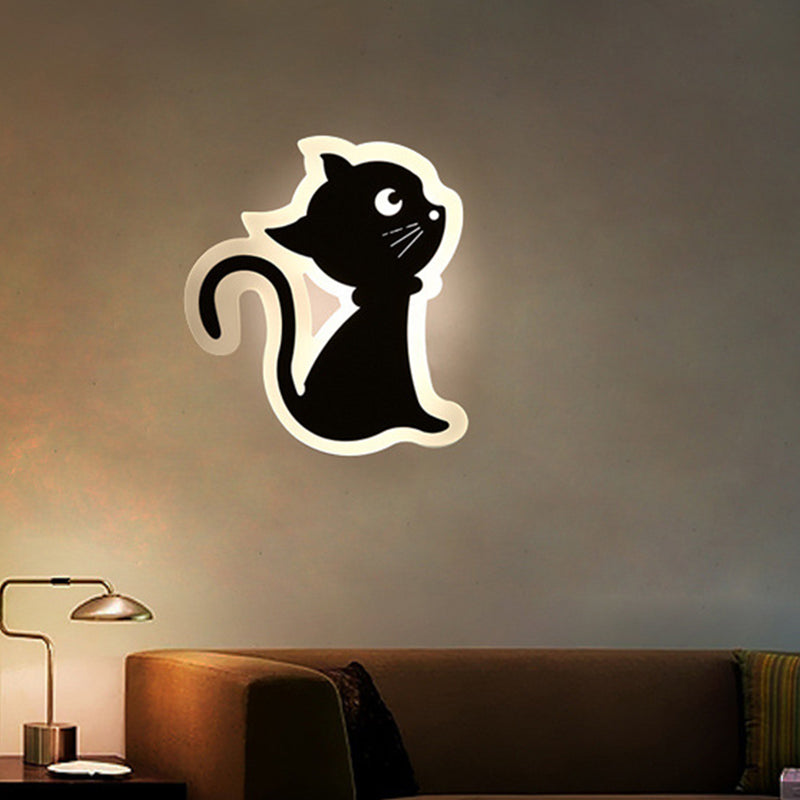 Kids Cartoon Apple/Leaf/Cat Led Flush Mount Wall Sconce - Small Acrylic Light For Childrens Bedroom