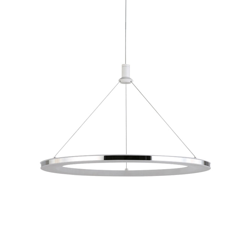 White Ring Pendant Light Fixture - Simple Acrylic Ceiling Suspension Lamp - 1/3/5-Head Option - 8"/12" Wide