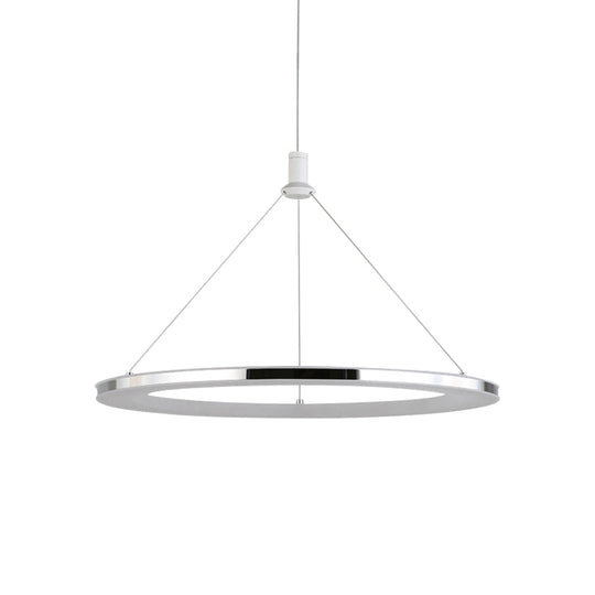 White Ring Pendant Light Fixture - Simple Acrylic Ceiling Suspension Lamp - 1/3/5-Head Option - 8"/12" Wide