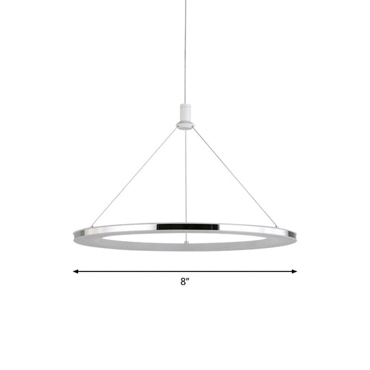 White Ring Pendant Light Fixture - Simple Acrylic Ceiling Suspension Lamp - 1/3/5-Head Option - 8"/12" Wide