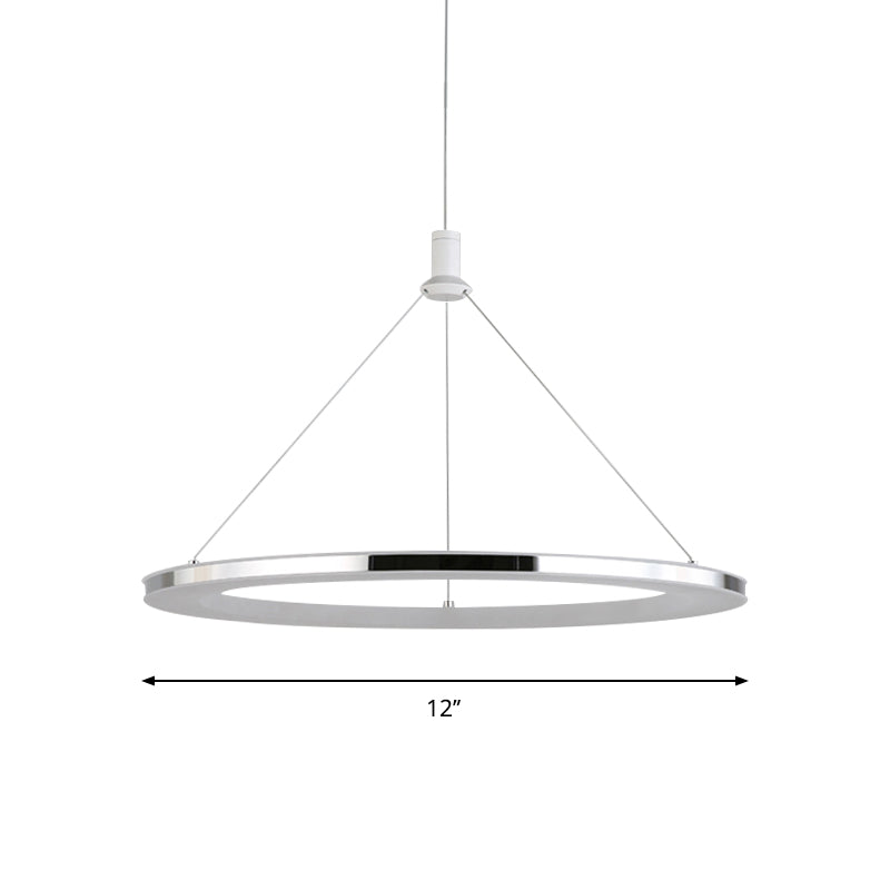 White Ring Pendant Light Fixture - Simple Acrylic Ceiling Suspension Lamp - 1/3/5-Head Option - 8"/12" Wide