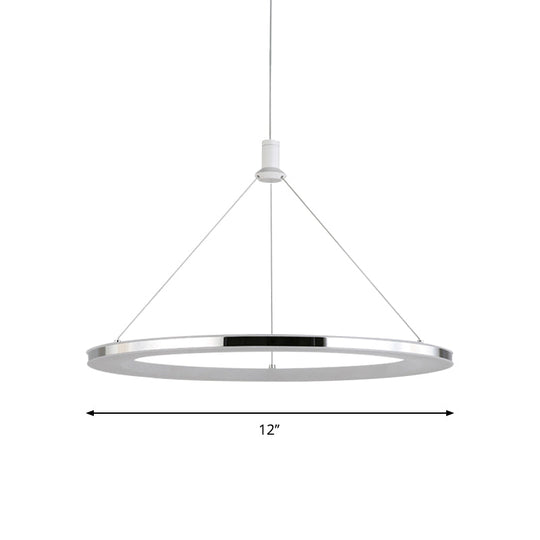 White Ring Pendant Light Fixture - Simple 1/3/5-Head Acrylic Ceiling Lamp 8/12 Wide