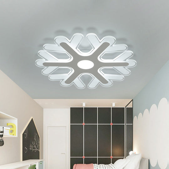 Contemporary Snowflake Flush Ceiling Led Light - Acrylic Bedroom Lamp In Warm/White 8/16.5/20.5 Wide