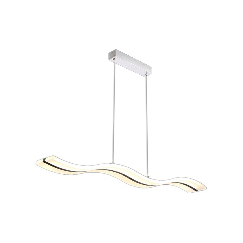 Suspension LED en acrylique - Design minimaliste pour salles à manger en noir, avec lumière chaude/blanche et options de lignes courbes/droites