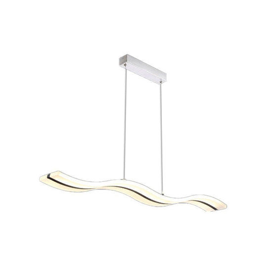 Modern Dining Room Pendant Light: Curved/Straight Line Acrylic Led Ceiling Lamp In Black With