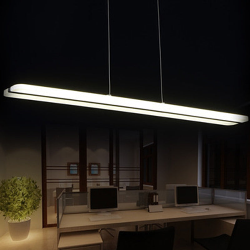 Suspension LED en acrylique - Design minimaliste pour salles à manger en noir, avec lumière chaude/blanche et options de lignes courbes/droites