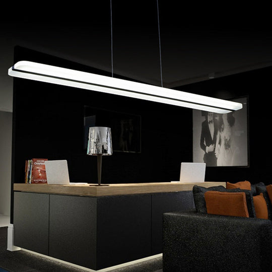 Modern Dining Room Pendant Light: Curved/Straight Line Acrylic Led Ceiling Lamp In Black With