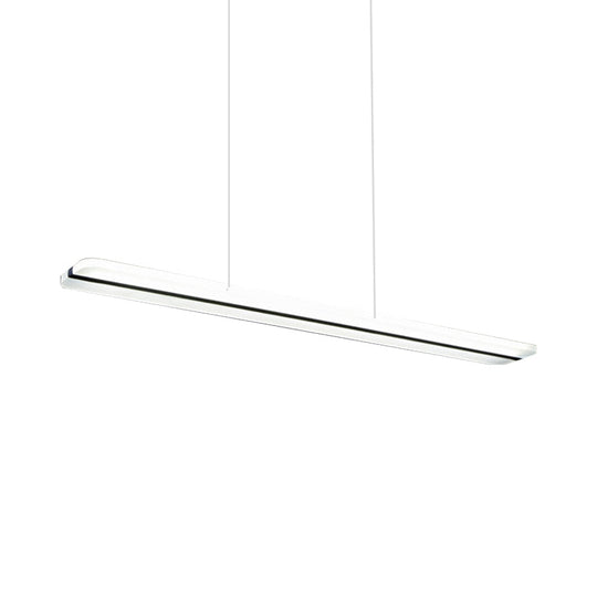 Modern Dining Room Pendant Light: Curved/Straight Line Acrylic Led Ceiling Lamp In Black With