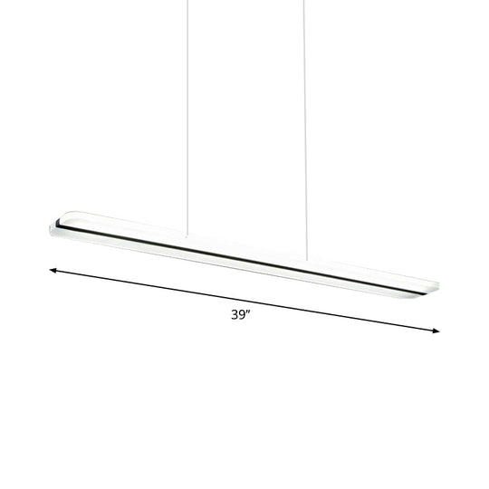 Modern Dining Room Pendant Light: Curved/Straight Line Acrylic Led Ceiling Lamp In Black With