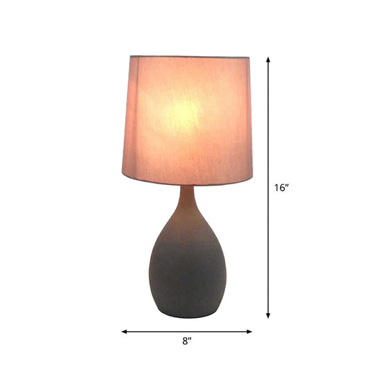 Arianna - Teardrop Teardrop Metal Night Lamp Minimalist Single Grey Table Stand Light with Cylinder Fabric Shade