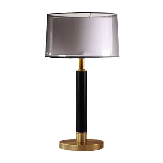 Modern Black Table Lamp With Double Drum Shade Night Light And 6-Bulb Fabric Design For Living Room