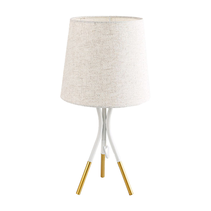 Noemi - Nordic Conical Fabric 3-Leg Table Lamp Nordic 1 Bulb Black/White and Gold Night Stand Light for Bedroom