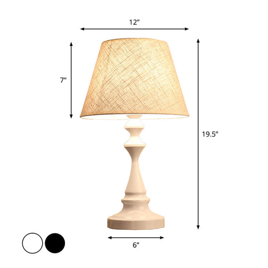 Nordic Empire Shade Night Lamp - 1-Light Fabric Table Light For Living Room With Cylinder/Teardrop