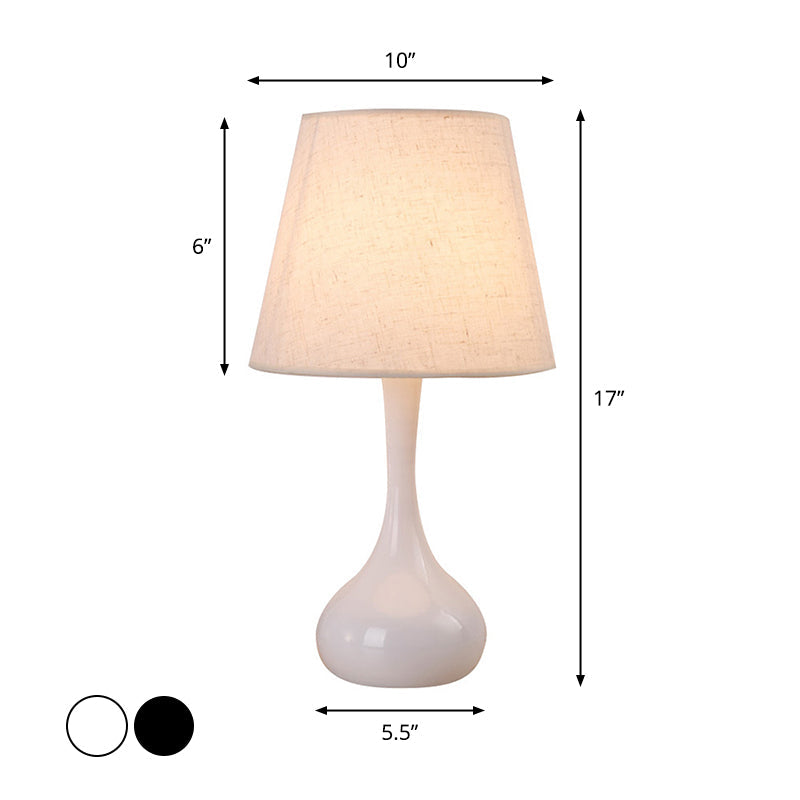 Nordic Empire Shade Night Lamp - 1-Light Fabric Table Light For Living Room With Cylinder/Teardrop