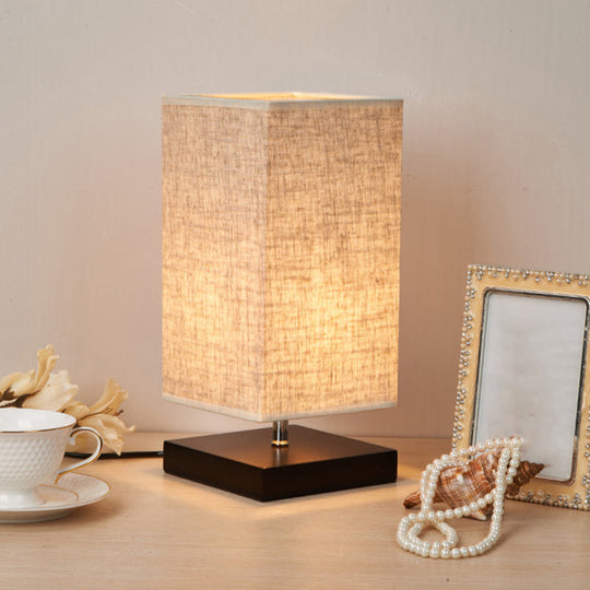 Nordic Fabric Nightstand Light: Round/Square Flaxen Table Lamp With Base For Bedroom