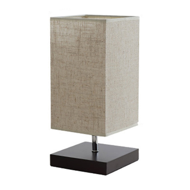 Nordic Fabric Nightstand Light: Round/Square Flaxen Table Lamp With Base For Bedroom