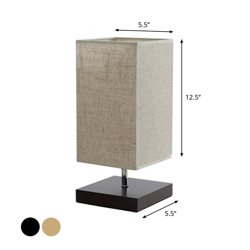 Nordic Fabric Nightstand Light: Round/Square Flaxen Table Lamp With Base For Bedroom