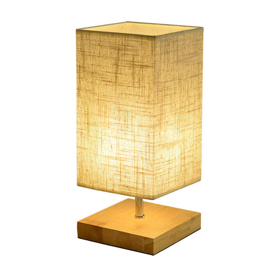 Nordic Fabric Nightstand Light: Round/Square Flaxen Table Lamp With Base For Bedroom