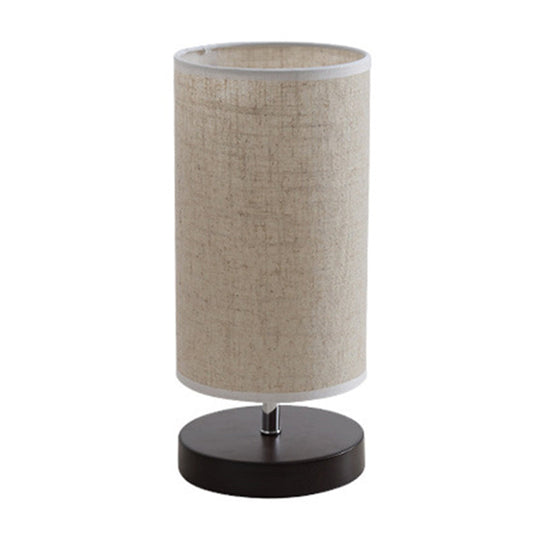 Nordic Fabric Nightstand Light: Round/Square Flaxen Table Lamp With Base For Bedroom