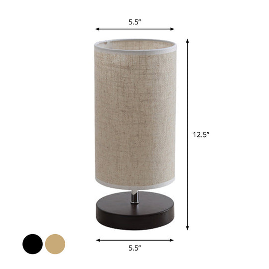 Nordic Fabric Nightstand Light: Round/Square Flaxen Table Lamp With Base For Bedroom