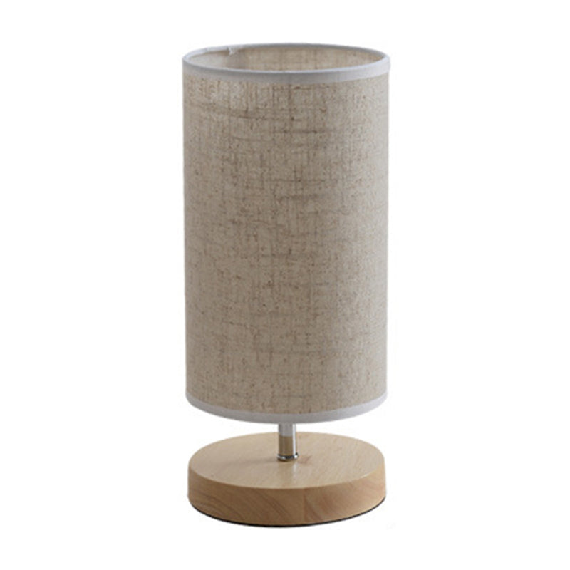 Nordic Fabric Nightstand Light: Round/Square Flaxen Table Lamp With Base For Bedroom