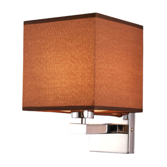 Nordic Style Beige Cube Wall Light - 1 Head Fabric Mounted Fixture For Bedroom