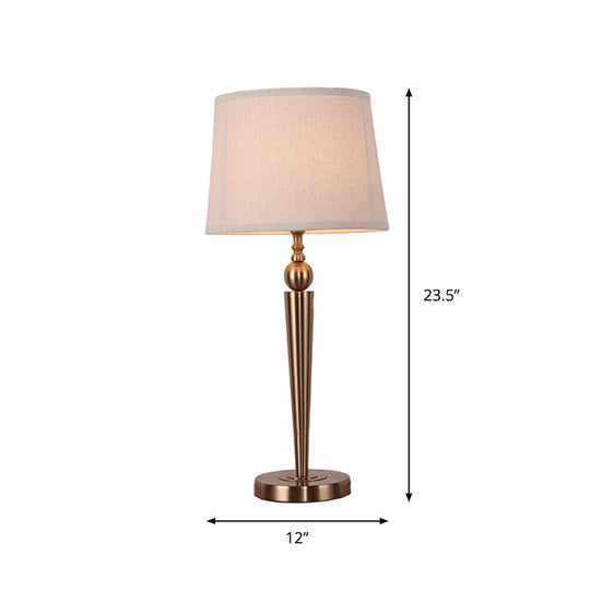 Modern Tapered Table Lamp - White Fabric Shade Ideal For Hotels