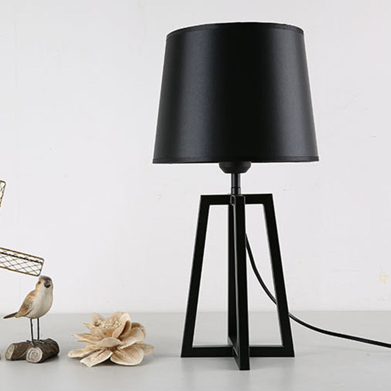 Nordic Tapered Shade Night Lamp - Black/White Table Stand Light With Trapezoid Base