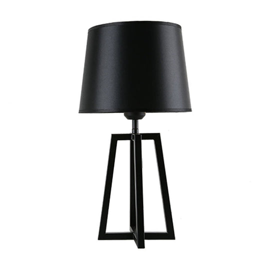 Nordic Tapered Shade Night Lamp - Black/White Table Stand Light With Trapezoid Base