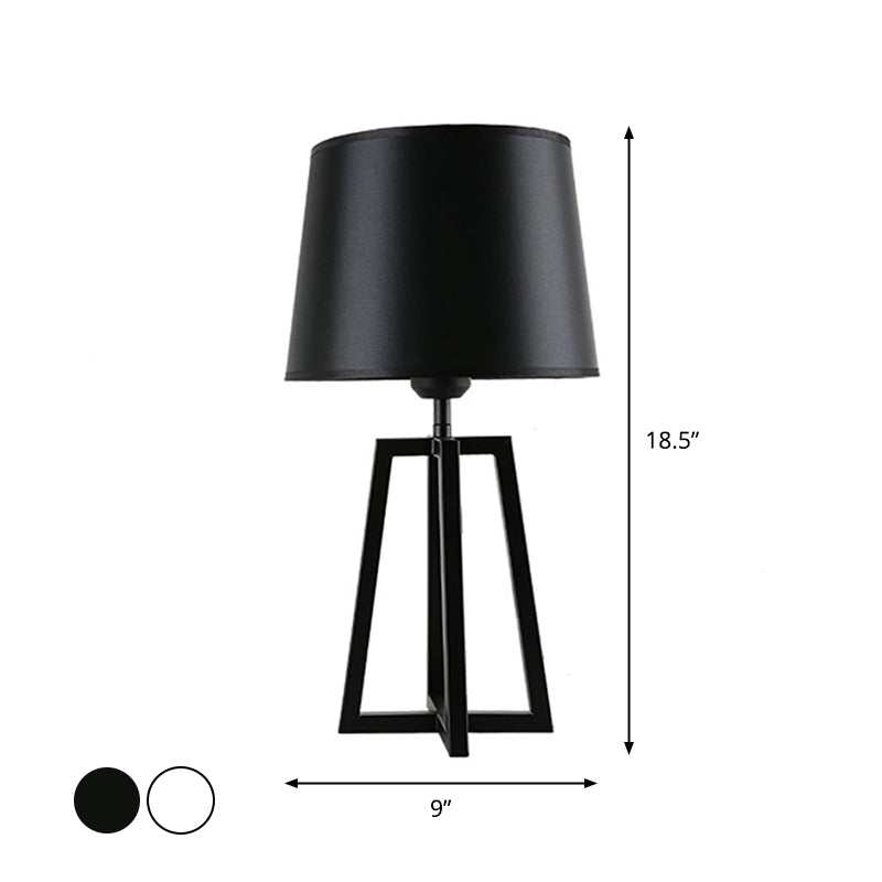 Nordic Tapered Shade Night Lamp - Black/White Table Stand Light With Trapezoid Base